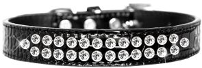 Two Row Clear Jewel Croc Dog Collar