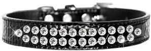 Two Row Clear Jewel Croc Dog Collar