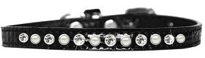 Pearl and Clear Jewel Croc Dog Collar (size: Black Size 10)