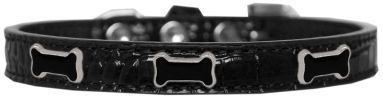 Black Bone Widget Croc Dog Collar