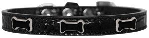 Black Bone Widget Croc Dog Collar (size: Black Size 10)