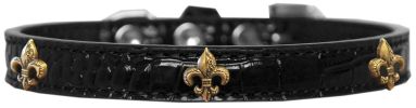 Bronze Fleur De Lis Widget Croc Dog Collar