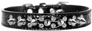 Double Crystal and Spike Croc Dog Collar