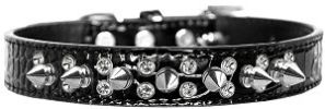 Double Crystal and Spike Croc Dog Collar