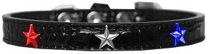 Red, White and Blue Star Widget Croc Dog Collar (size: Black Size 10)