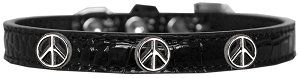 Peace Sign Widget Croc Dog Collar (size: Black Size 10)