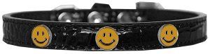 Happy Face Widget Croc Dog Collar (size: Black Size 10)