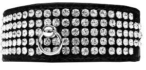 Mirage 5 Row Rhinestone Designer Croc Dog Collar (size: Black Size 12)