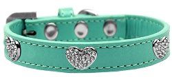 Crystal Heart Dog Collar (size: Aqua Size 10)