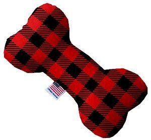 Red Buffalo Check Bone Dog Toy (size: 10 Inch)
