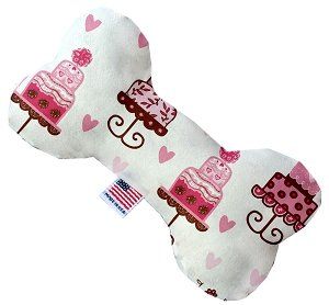 Pink Fancy Cakes Bone Dog Toy (size: 10 Inch)