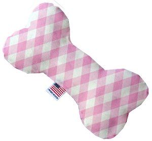 Baby Pink Plaid Bone Dog Toy (size: 10 Inch)