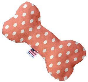 Peach Polka Dots Bone Dog Toy (size: 10 Inch)