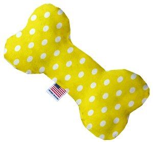 Yellow Polka Dots Bone Dog Toy (size: 10 Inch)