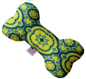 Blue and Yellow Moroccan Patterned Bone Dog Toy (size: 10 Inch)