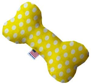 Sunny Yellow Swiss Dots Bone Dog Toy (size: 10 Inch)