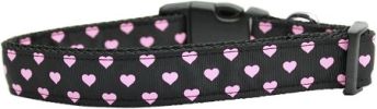 Pink and Black Dotty Hearts Nylon Dog Collars
