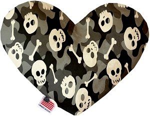 Gray Camo Skulls Canvas Heart Dog Toy (size: 6 Inch)