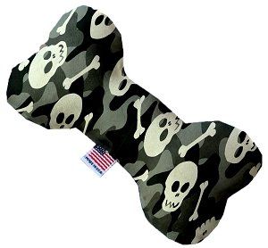 Gray Camo Skulls Canvas Bone Dog Toy (size: 10 Inch)