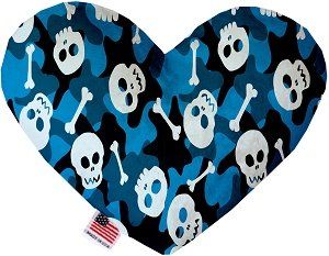 Blue Camo Skulls Canvas Heart Dog Toy (size: 6 Inch)