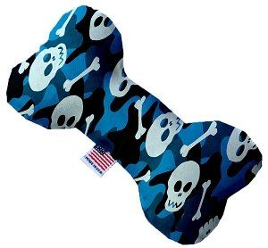 Blue Camo Skulls Canvas Bone Dog Toy (size: 10 Inch)