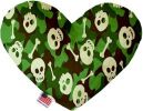Green Camo Skulls Canvas Heart Dog Toy
