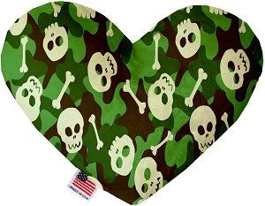 Green Camo Skulls Canvas Heart Dog Toy (size: 6 Inch)
