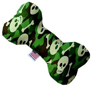 Green Camo Skulls Canvas Bone Dog Toy (size: 10 Inch)