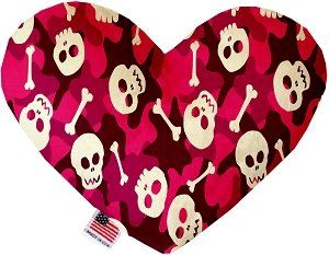Pink Camo Skulls Canvas Heart Dog Toy (size: 6 Inch)