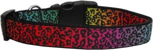 Rainbow Leopard Nylon Dog Collar