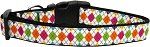 Colorful Argyle Nylon Dog Collar (size: Medium Narrow)