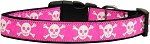 Pink Skulls Nylon Dog Collar (size: Medium Narrow)