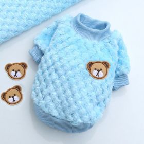 New Winter Pet Clothes; Cute Fleece Puppy Dress Warm Cat Coat; Pet Apparel; For Small & Medium Dogs (Color: Sky Blue, size: Xl)