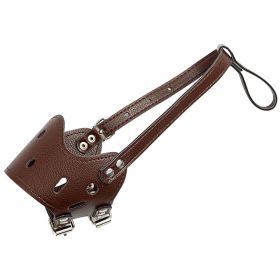 Dog Muzzle Leather, Comfort Secure Anti-Barking Muzzles For Small Medium Large Dogs, Breathable And Adjustable, Allows Drinking And Panting (Color: Coffee, size: Xl)