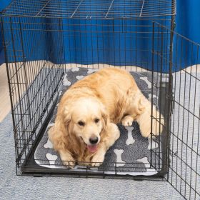 Dog Bed Mat Comfortable Flannel Dog Crate Pad Reversible Cushion Carpet Machine Washable Pet Bed Liner with Bone Patterns (size: Xl)