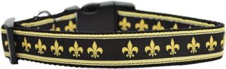 Black and Gold Fleur de Lis Nylon Dog Collars