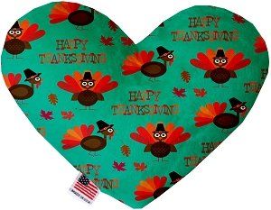 Happy Thanksgiving Canvas Heart Dog Toy (size: 6 Inch)