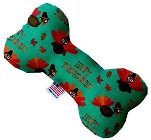 Happy Thanksgiving Canvas Bone Dog Toy (size: 10 Inch)