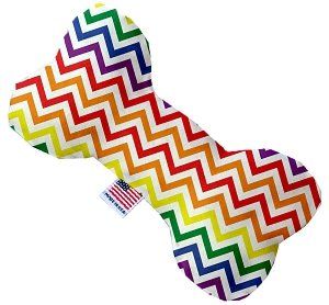 Rainbow Chevron Canvas Bone Dog Toy (size: 10 Inch)
