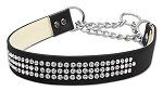 Martingale 3 Row Crystal Collar (size: Black Large)
