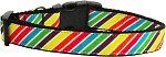 Striped Rainbow Nylon Dog Collar (size: Medium Narrow)