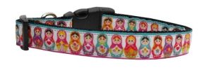 Pretty Nesting Dolls Nylon Dog Collar