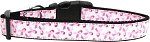 Pink Ribbons on White Nylon Dog Collar (size: Medium Narrow)