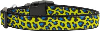 Blue and Yellow Leopard Nylon Dog Collar