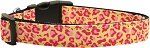 Tan and Pink Leopard Nylon Dog Collar (size: Medium Narrow)