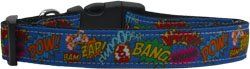 Superhero Sound Effects Nylon Dog Collar (size: Medium Narrow)