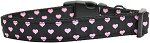 Pink and Black Dotty Hearts Nylon Dog Collar (size: Medium Narrow)