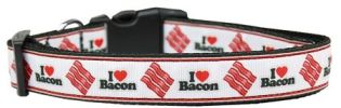 I Love Bacon Nylon Dog Collar