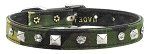 Camo Crystal and Pyramid Collars (size: Green Camo 10)
