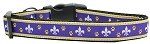 Purple and Yellow Fleur de Lis Nylon Dog Collars (size: large)